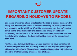 Rodas: TUI, easyJet y Jet2 concentran sus vuelos en repatriación