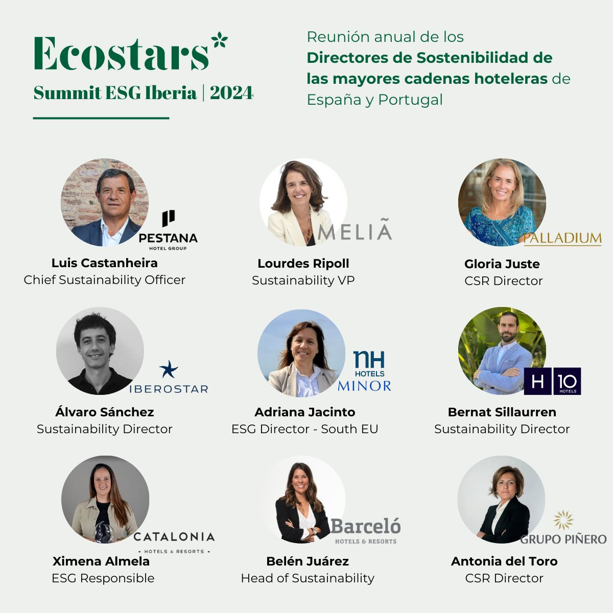 Top 10 de hoteleras de España y Portugal en Ecostars ESG Summit Iberia 2024